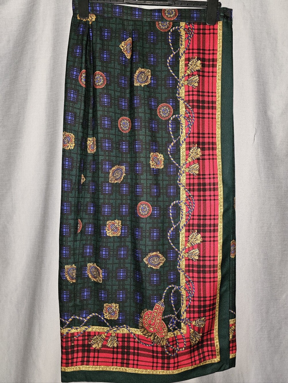 Vintage Talbots 100% Silk Paisley Plaid baroque Skirt Size 8 – Classic .midi - Picture 3 of 9